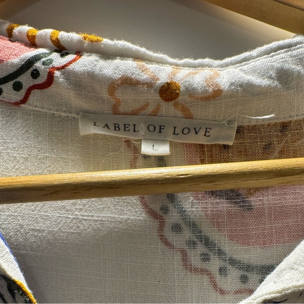 Label Of Love Anthropologie novelty Linen Blend Printed Two-Piece Lounge Set M/L - Picture 3 of 7